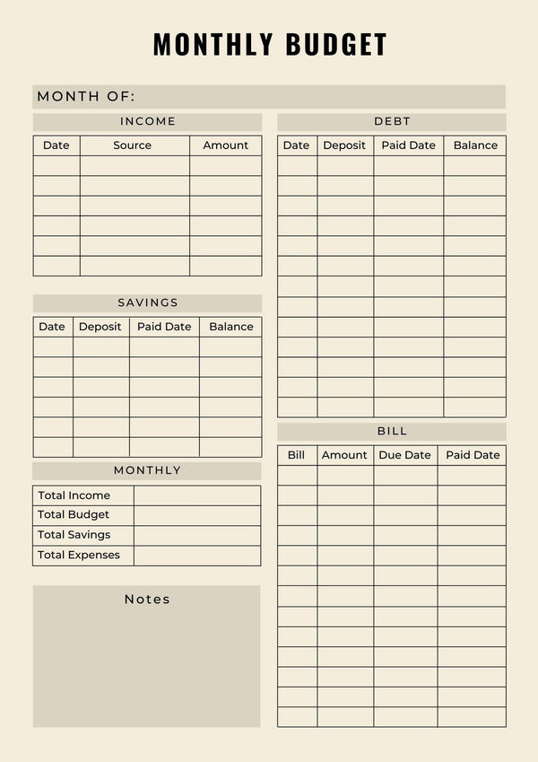 Monthly Budget tracker