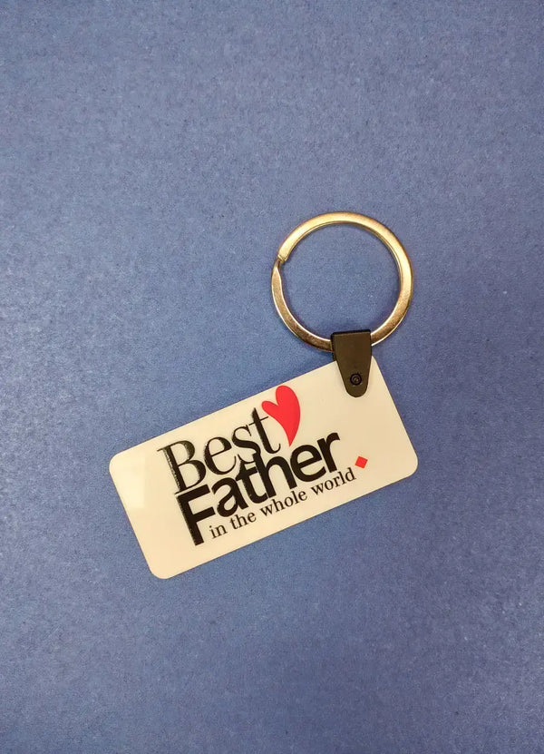 Best Father In The Whole World Keychain (White) - DDB49