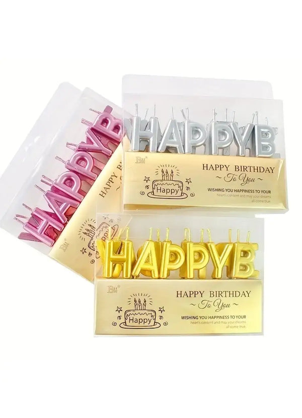 Happy Birthday Metallic Candles - SK014