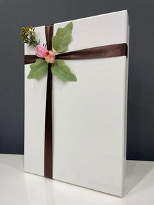 Gift Box with Ribbon and Flower (White) - NSB
